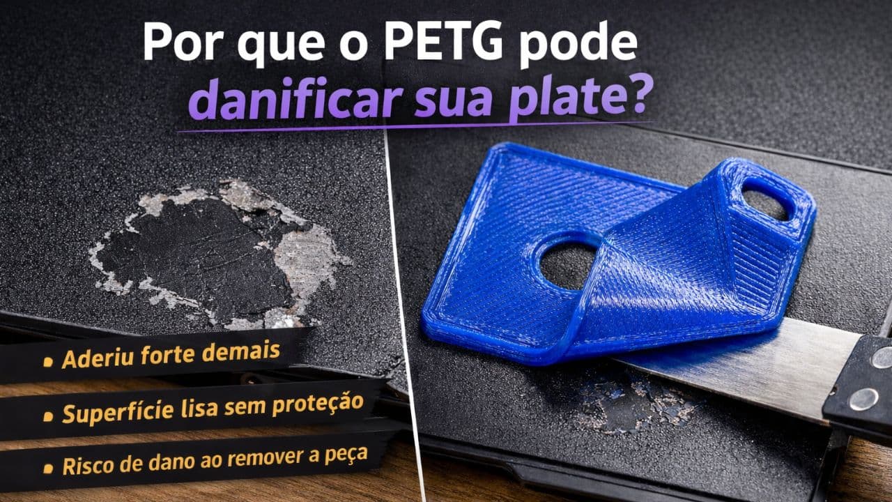 Por que o PETG pode danificar sua plate (e como evitar)